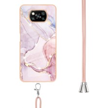 Eabhulie Xiaomi Poco X3 Için Crossbody Askı Ipi Telefon Kılıfı Silikon Mermer Desen Yumuşak Tpu Tampon Kapağı Rose Gold (Yurt Dışından)