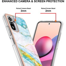 Eabhulie Xiaomi Redmi Note 10 4g / Note 10S Için Crossbody Askı Ipi Telefon Kılıfı Silikon Mermer Desen Yumuşak Tpu Tampon Kapağı Turkuaz - Beyaz (Yurt Dışından)