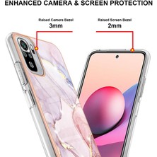 Eabhulie Xiaomi Redmi Note 10 4g / Note 10S Için Crossbody Askı Ipi Telefon Kılıfı Silikon Mermer Desen Yumuşak Tpu Tampon Kapağı Rose Gold (Yurt Dışından)