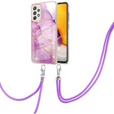 Eabhulie Samsung Galaxy A72 Için Crossbody Askı Ipi Telefon Kılıfı Silikon Mermer Desen Yumuşak Tpu Tampon Kapağı Pembe (Yurt Dışından)