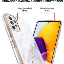 Eabhulie Samsung Galaxy A72 Için Crossbody Askı Ipi Telefon Kılıfı Silikon Mermer Desen Yumuşak Tpu Tampon Kapağı Beyaz (Yurt Dışından)