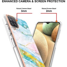 Eabhulie Samsung Galaxy A12 Için Crossbody Askı Ipi Telefon Kılıfı Silikon Mermer Desen Yumuşak Tpu Tampon Kapağı Turkuaz - Beyaz (Yurt Dışından)