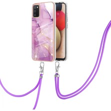 Eabhulie Samsung Galaxy A02S Için Crossbody Askı Ipi Telefon Kılıfı Silikon Mermer Desen Yumuşak Tpu Tampon Kapağı Pembe (Yurt Dışından)