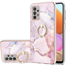 Eabhulie Samsung Galaxy A32 4g Için Mermer Desen Yumuşak Tpu Tampon Halka Tutucu Stand Kılıf Kapağı Rose Gold (Yurt Dışından)