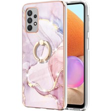 Eabhulie Samsung Galaxy A32 4g Için Mermer Desen Yumuşak Tpu Tampon Halka Tutucu Stand Kılıf Kapağı Rose Gold (Yurt Dışından)