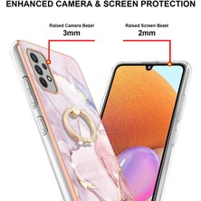 Eabhulie Samsung Galaxy A32 4g Için Mermer Desen Yumuşak Tpu Tampon Halka Tutucu Stand Kılıf Kapağı Rose Gold (Yurt Dışından)