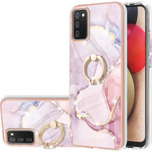 Eabhulie Samsung Galaxy A02S Için Mermer Desen Yumuşak Tpu Tampon Halka Tutucu Stand Kılıf Kapağı Rose Gold (Yurt Dışından)