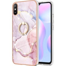 Eabhulie Xiaomi Redmi 9A Için Mermer Desen Yumuşak Tpu Tampon Halka Tutucu Stand Kılıf Kapağı Rose Gold (Yurt Dışından)