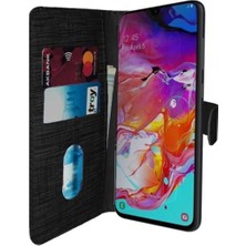 Bonjux Samsung Galaxy A8 Plus 2018 Kumaş Kılıf Kredi Kartı Para Bölmeli Standlı Spor Cüzdan Kılıf