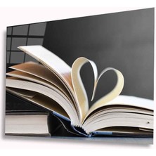 Dekorcum Dekorcumshop Kalp Kitap Cam Tablo 4mm Dayanıklı Temperli Cam