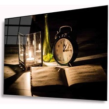 Dekorcum Dekorcumshop Saat Kitap Cam Tablo 4mm Dayanıklı Temperli Cam