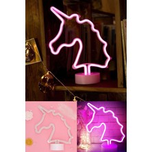 Bayram Unicorn Dekoratif Neon LED Pilli Masa& Gece Lambası
