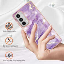 Eabhulie Motorola Edge 20 Için Mermer Desen Yumuşak Tpu Tampon Kılıf Kapak Mor (Yurt Dışından)