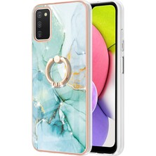 Eabhulie Samsung Galaxy A03S Için Mermer Desen Yumuşak Tpu Tampon Halka Tutucu Stand Kılıf Kapağı Turkuaz (Yurt Dışından)