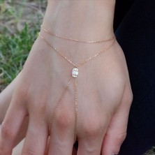 Engingold 14K Baget Taşlı Altın Şahmeran Bileklik