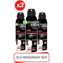 Garnier Men 3'lü Lekesiz Koruma Deodorant 150 ml Alkol İçermeyen Erkek Sprey