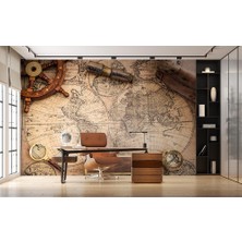 Özel Duvarlar Pusula Dürbün Eski Harita Duvar Kağıdı