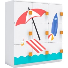 Woody Life 9 Kapaklı Çocuk Odası Anaokulu Kreş Dolap Yaz Temalı