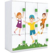 Woody Life 9 Kapaklı Çocuk Odası Anaokulu Kreş Dolap Ilkbahar Temalı