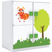 Woody Life 4 Kapaklı Çocuk Odası Anaokulu Kreş Dolap Ilkbahar Temalı