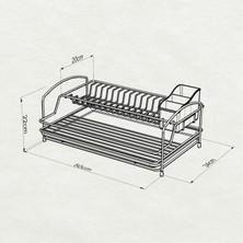 Tekno-tel Teknotel Tek Katlı Tabaklık Bulaşıklık Krom+Siyah Tepsi KB008