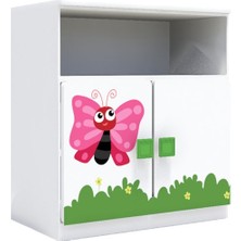 Woody Life 1 Raflı 2 Kapaklı Çocuk Odası Anaokulu Kreş Dolap Ilkbahar Temalı