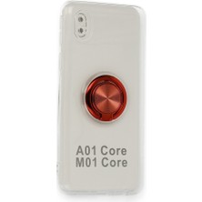 Fitcase Samsung Galaxy A01 Core (A013) Kılıf Gross Ring  Şeffaf Arka Kapak Kırmızı