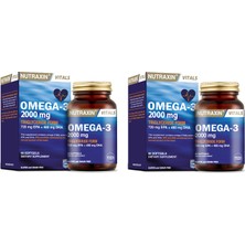 Nutraxin Omega 3 Balık Yağı 2000 Mg 60 Yumuşak Kapsül X2 Adet