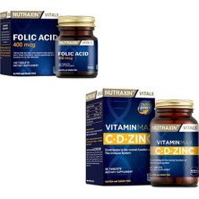 Nutraxin 400 Mcg Folic Acid + 1000 Mg C Vıtamını,1000 Iu D Vitamini Ve 10 Mg Çinko