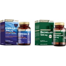 Nutraxin Omega 3 Balık Yağı 2000 Mg 60 Yumuşak Kapsül + Bromelain 500 Mg 60 Kapsül