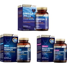 Nutraxin Omega 3 Balık Yağı 2000 Mg 60 Kapsül+ Kadınlar Ve Erkekler Için Multivitamin&Mineral Takviyesi