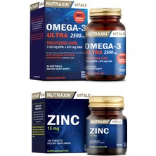 Nutraxin Omega 3 Ultra 2500 Mg Balık Yağı 30 Yumuşak Kapsül + Çinko ( Zinc ) Takviyesi 15 Mg 100 Tablet