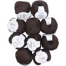 Spagettiyarn Kahverengi Slim Cotton Ip - 10'lu Set