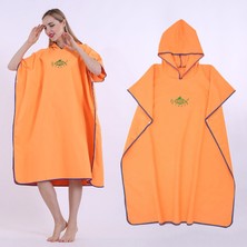 Strade Store Sörf Panço Hızlı Kuruyan Değişen Robe Sörfçü Havlusu Kapüşonlu Cape Orange (Yurt Dışından)