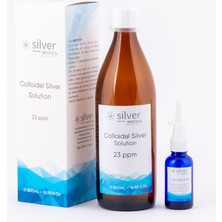 Silver Biotics Laboratories 10 Ppm 500 ml x 2 + Cam Damlalık ve Cam Nazal Sprey Hydrasense Kolloidal Gümüş Suyu