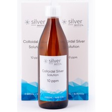 Silver Biotics Laboratories 10 Ppm 500 ml x 2 + Cam Damlalık ve Cam Nazal Sprey Hydrasense Kolloidal Gümüş Suyu