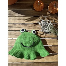 Handmade Kurbağa Desenli Kadın Şapkası, %100 Pamuk