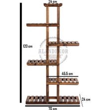 Alan Dekor Eskitme Ceviz Rengi Ahşap Dekoratif Çiçeklik Saksılık Balkon Bahçe Standı