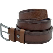 Süzer Deri 4 Cm. Spor  Deri Dikişli Kemer Kahverengi