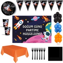 Parti Furyası Uzay  Tema 24 Kişilik  50 x 70 cm Afişli Doğum Günü Parti Seti