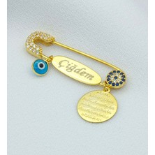 Else Silver Kişiye Özel Gümüş Nazarlı Cam Gözlü Bebek Iğnesi