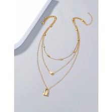 X-lady Accessories Kilit ve Kalp Charm Katmanlı Kolye