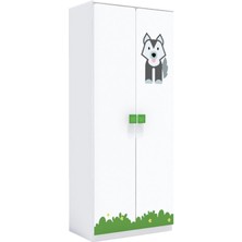 Woody Life 2 Kapaklı Uzun Çocuk Odası Anaokulu Kreş Dolap Ilkbahar Temalı