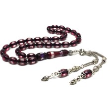 Tesbih Pasajı Kırmızı Yansımalı Sürmeli Toz Kehribar Tesbih