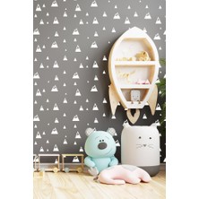 Lizpo Decor Modern Dağlar Duvar Sticker, Bebek ve Çocuk Odası Dekoratif Duvar Çıkartması Sticker, 72 Adet Beyaz Renk