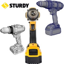 Sturdy 58 V 8 AH Li-ion 13 mm Şarjlı Darbeli Çift Akülü Matkap