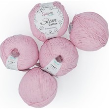 Spagettiyarn Bebe Pembe Slim Cotton Ip - 5'li Set