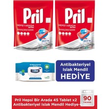 Pril H1A 45 Tablet Doypack 2'li Set / Antibakteriyel Islak Mendil Hediye