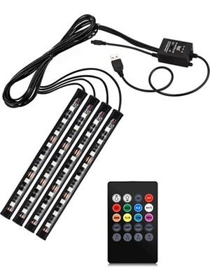 Erlight USB Gi̇ri̇şli̇ Sese Duyarlı Kumandalı Rgb 12 LED