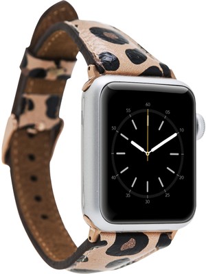 Bouletta Apple Watch Uyumlu Deri Kordon 42-44MM Slim Leopar Ne